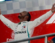 Hamilton reprimanded for pit entry miscue, keeps win