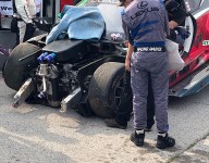 3GT Lexus suffers heavy damage in Road America warmup crash