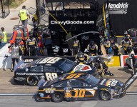 Playoff challenger Almirola collected in early wreck at Talladega