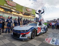 Byron muscles to Hendrick's 300th win in late restart at Texas